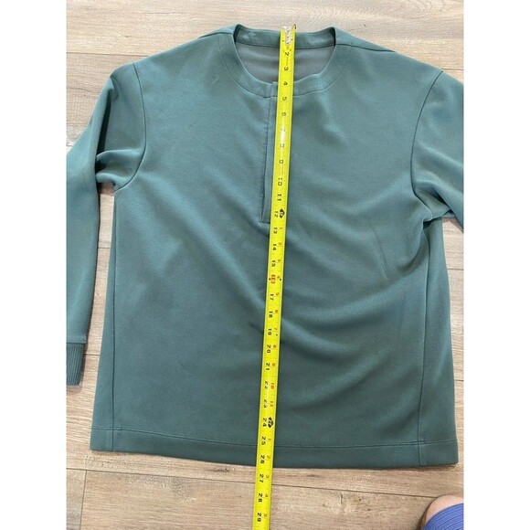 Lululemon Softstreme Sweatshirt Womens L Green Crewneck Boxy Henley Pullover - Picture 3 of 8